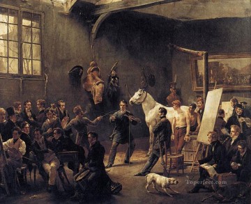  Artists Oil Painting - The Artists Studio Horace Vernet